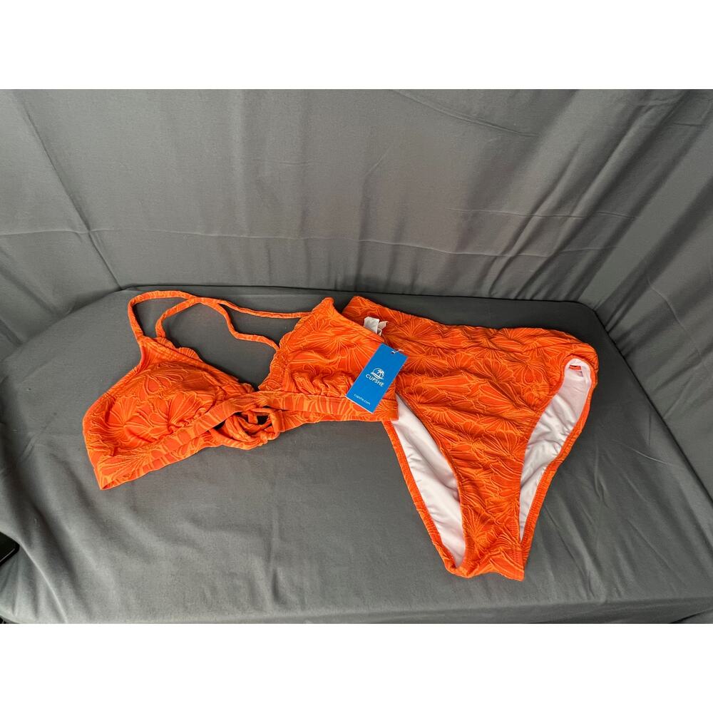 Womens Cupshe Size Small Orange High Cut Bikini NWT